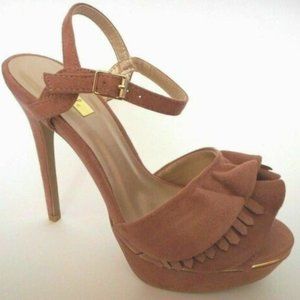 NEW QUPID Mauve Suede like Fabric High Heel Sandal Shoes
